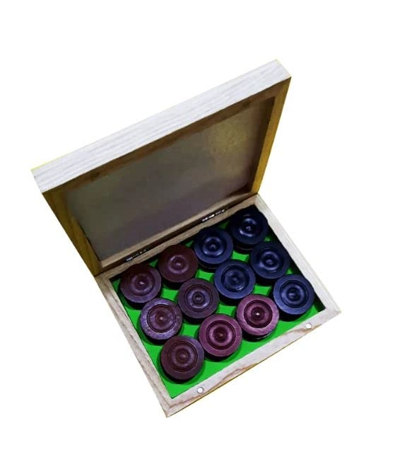 Premia - Carrom Coins Wooden Ashwood Box