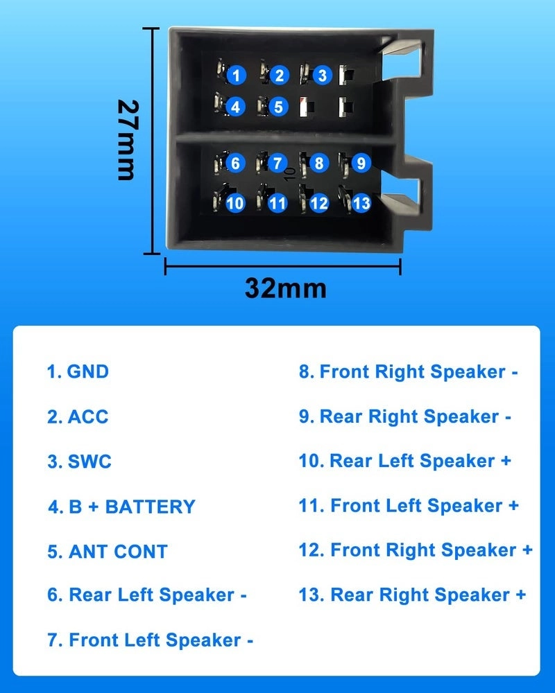 Hikity 16 Pin Wiring Harness ISO Adapter