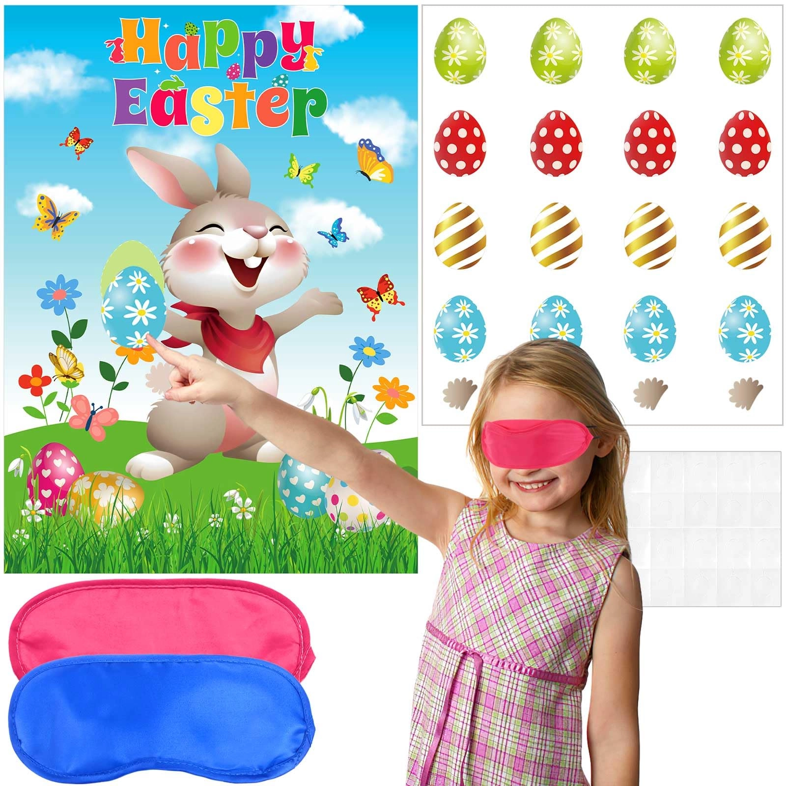 Augsun Pin The Tail on The Bunny Activity Sticker Book 24 pcs