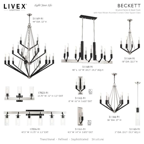 Mini Chandelier - 4 Lt Brushed Nickel & Black