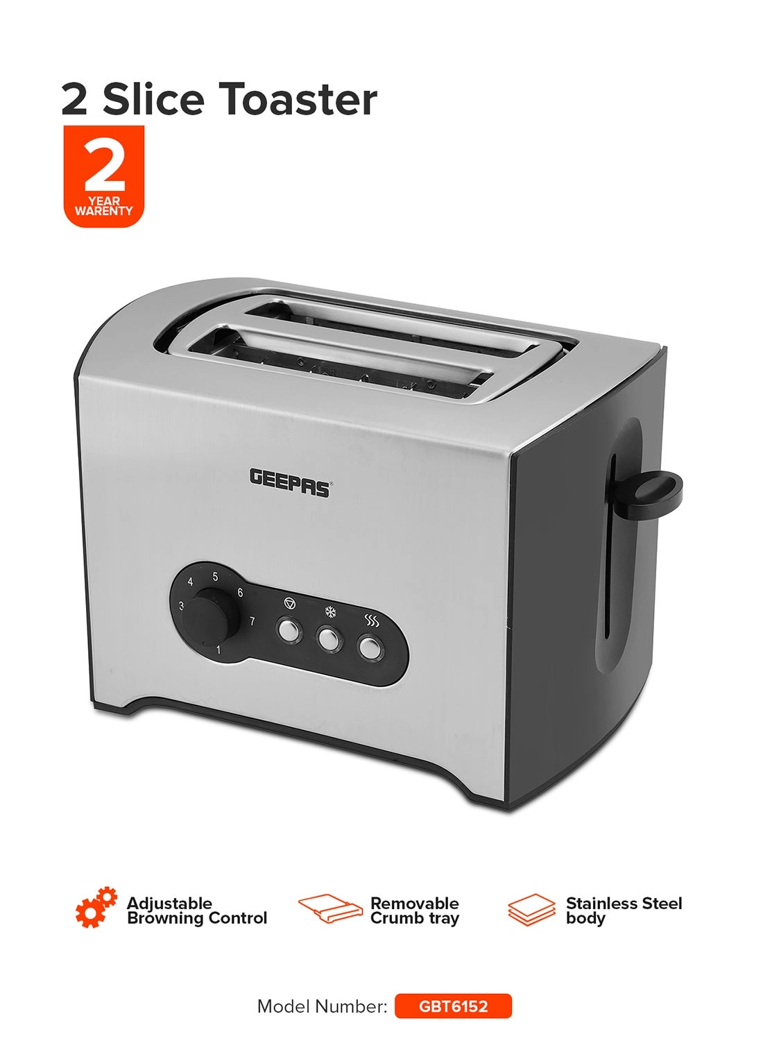 GEEPAS GBT6152 - 2 Slices