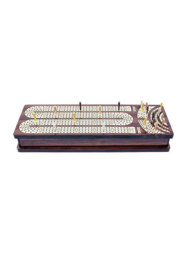 Continuous Cribbage Board - 4 Track Inlaid in Wenge Wood/Maple