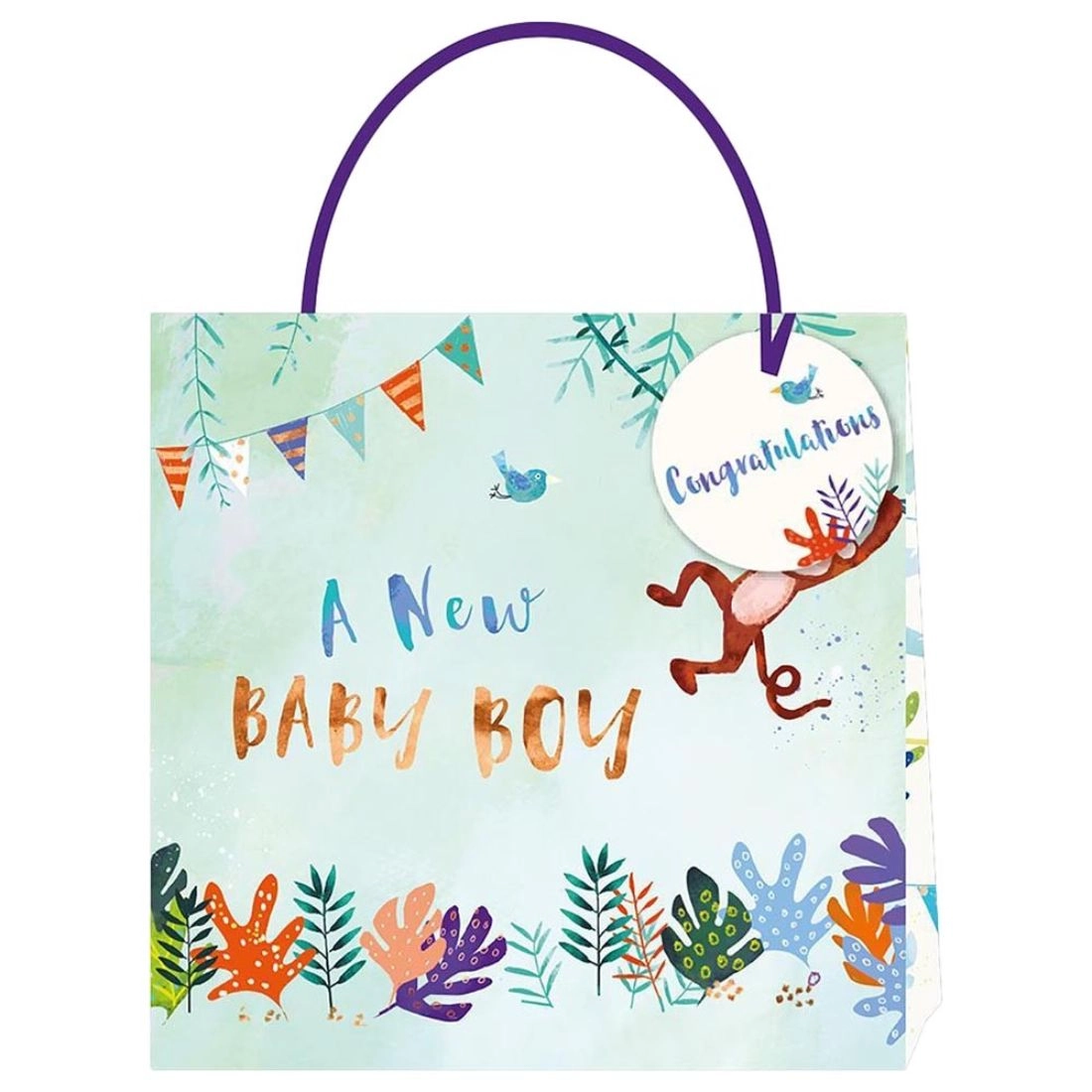 Party Zone Jack & Lily Baby Boy Monkey Gift Bag - Medium