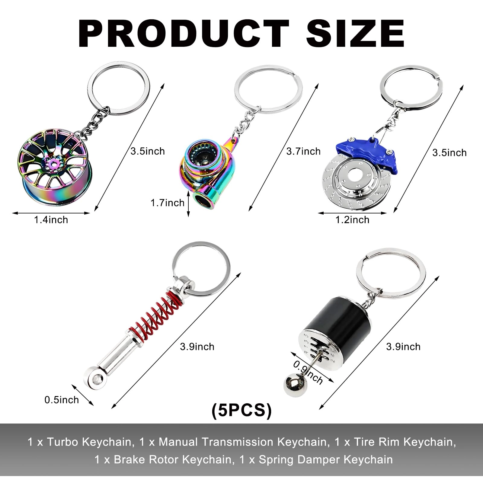Car Parts Model Key Chains Set