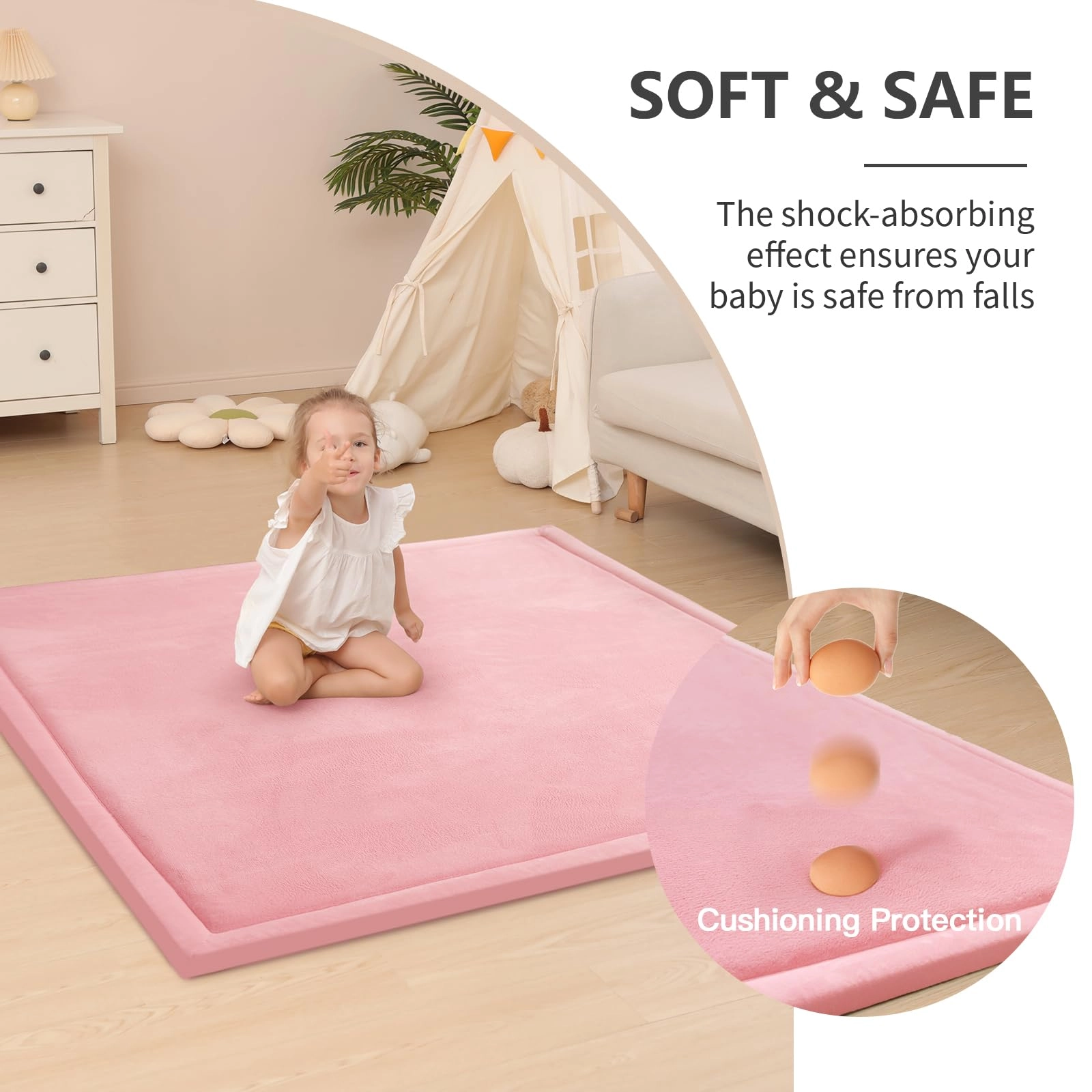 Baby Activity Play Mat - 79"x118" 1.3" Thick Cream