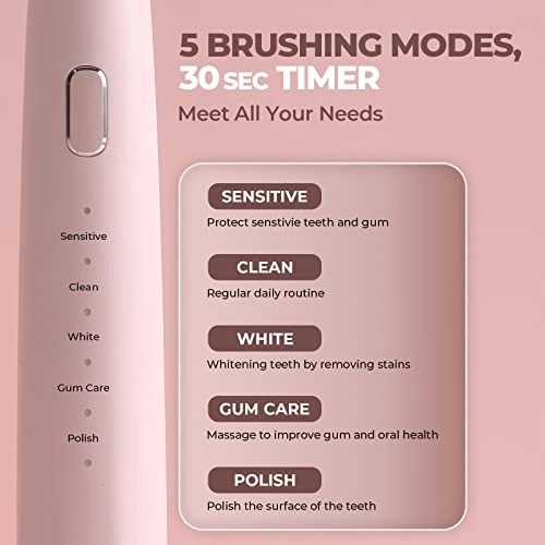 Azure - Pink 5 Cleaning Modes 2 Brush Heads