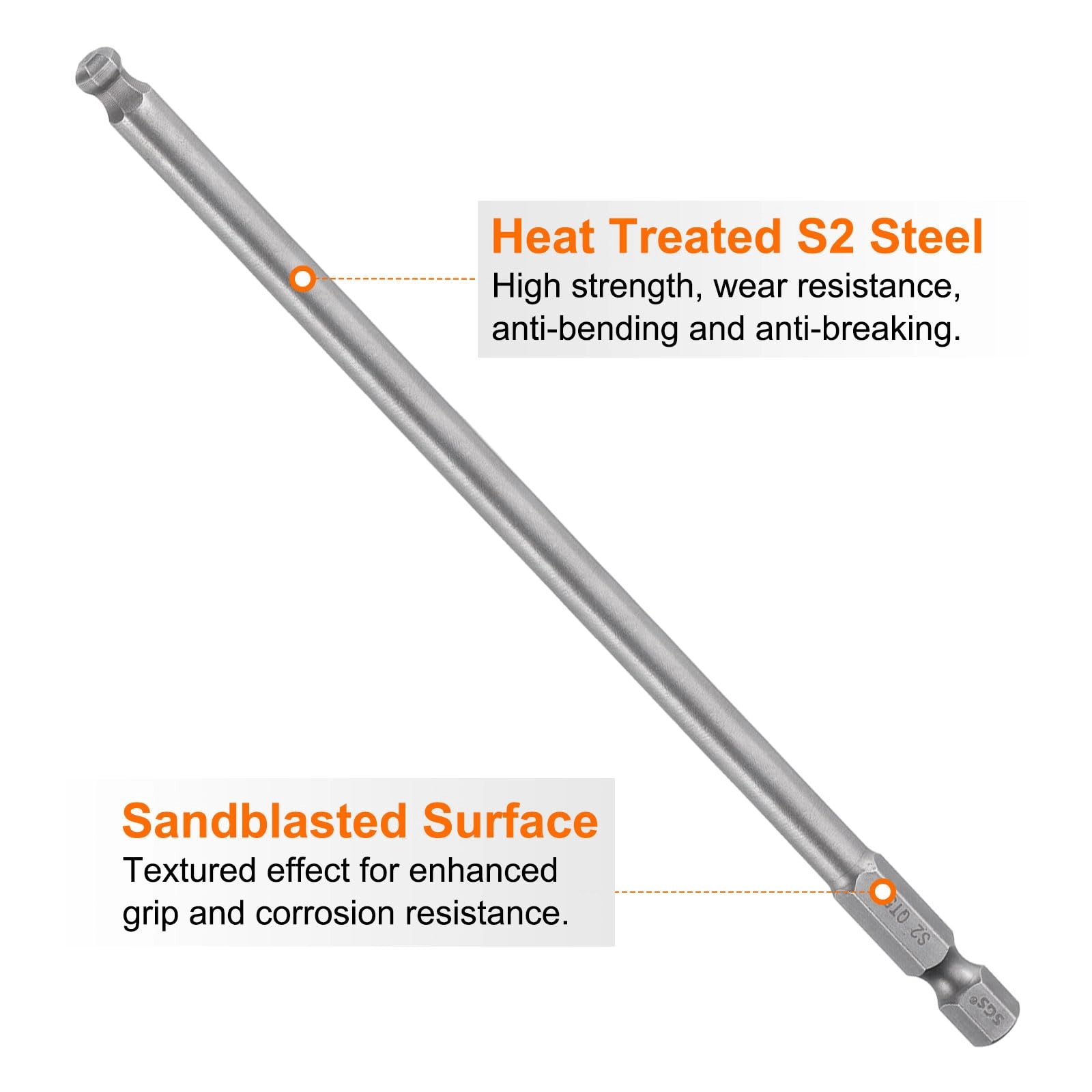 Ball End Hex Screwdriver Bit - 4pcs 150mm