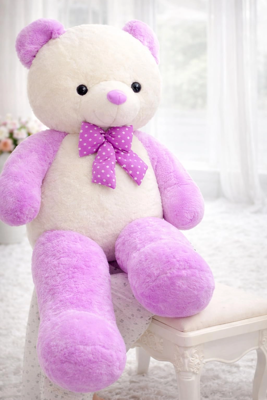 back banchers Teddy Bear - Purple White 24inch Large