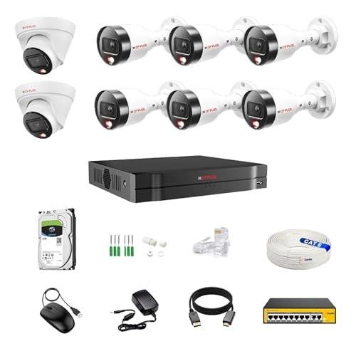 IP illumax 8 CH AI NVR + 4MP 2 Dome 5 Bullet IP Cameras + 2 TB HDD + 8+2 POE Switch + CAT 6 Cable