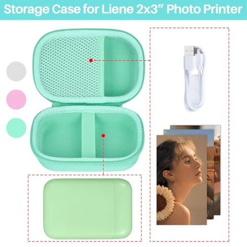 Storage Case - 16.5 x 11.5 x 8 cm Liene 2x3" photo printer Pink Case
