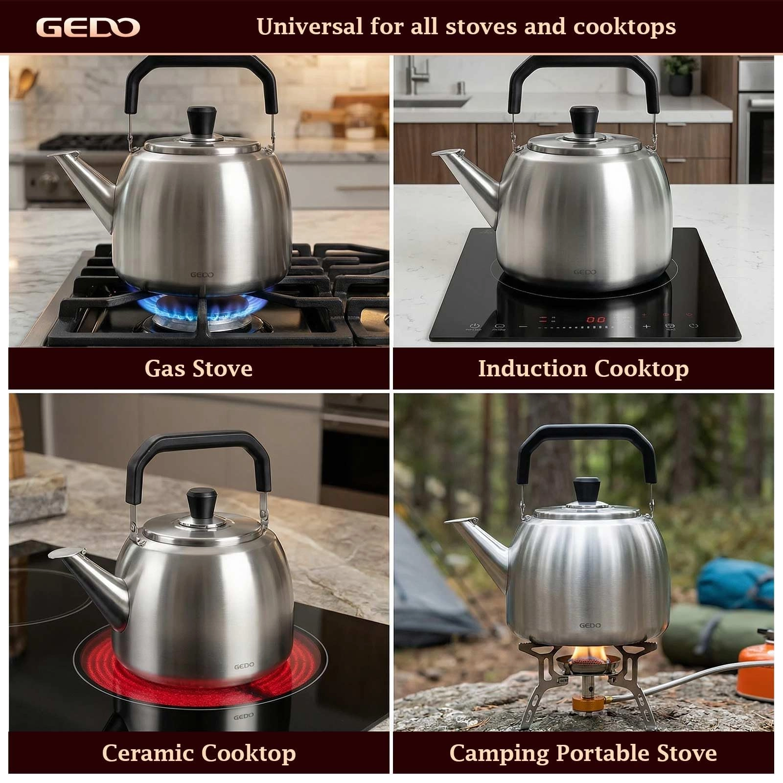Stainless Steel Whistling Tea Kettle - 6 Liters