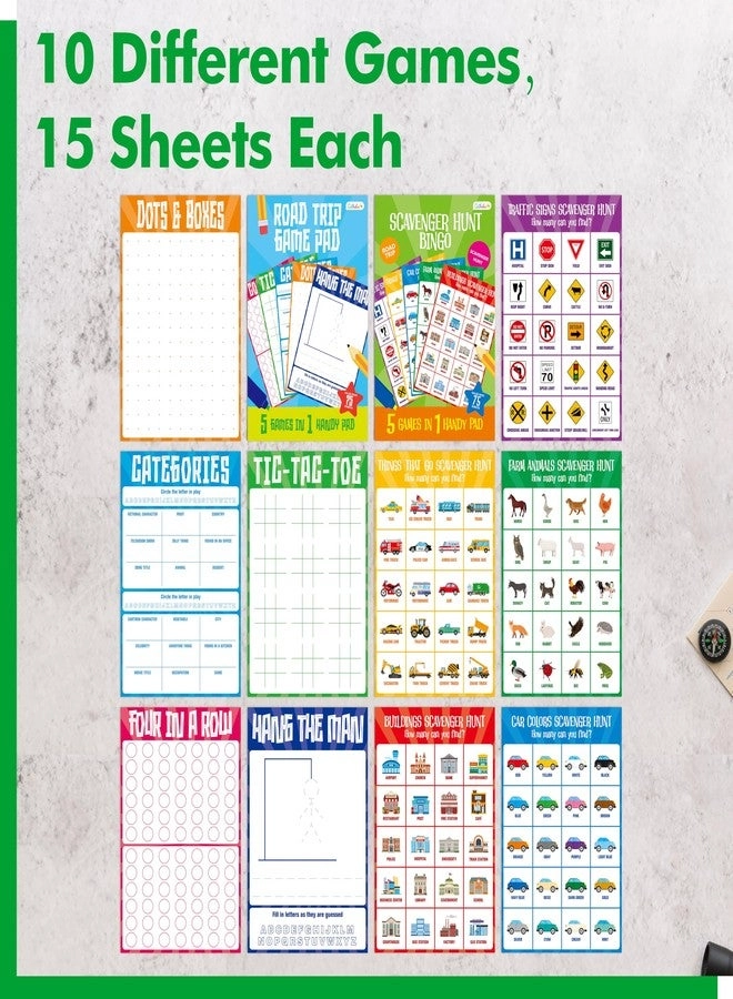 Road Trip Game Pads - Kid, Adult 10 Games Pack