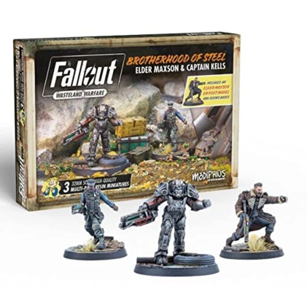 Modiphius Fallout - Wasteland Warfare - Brotherhood of Steel Elder Maxon and Capt. Kells - 3 32mm resin miniatures