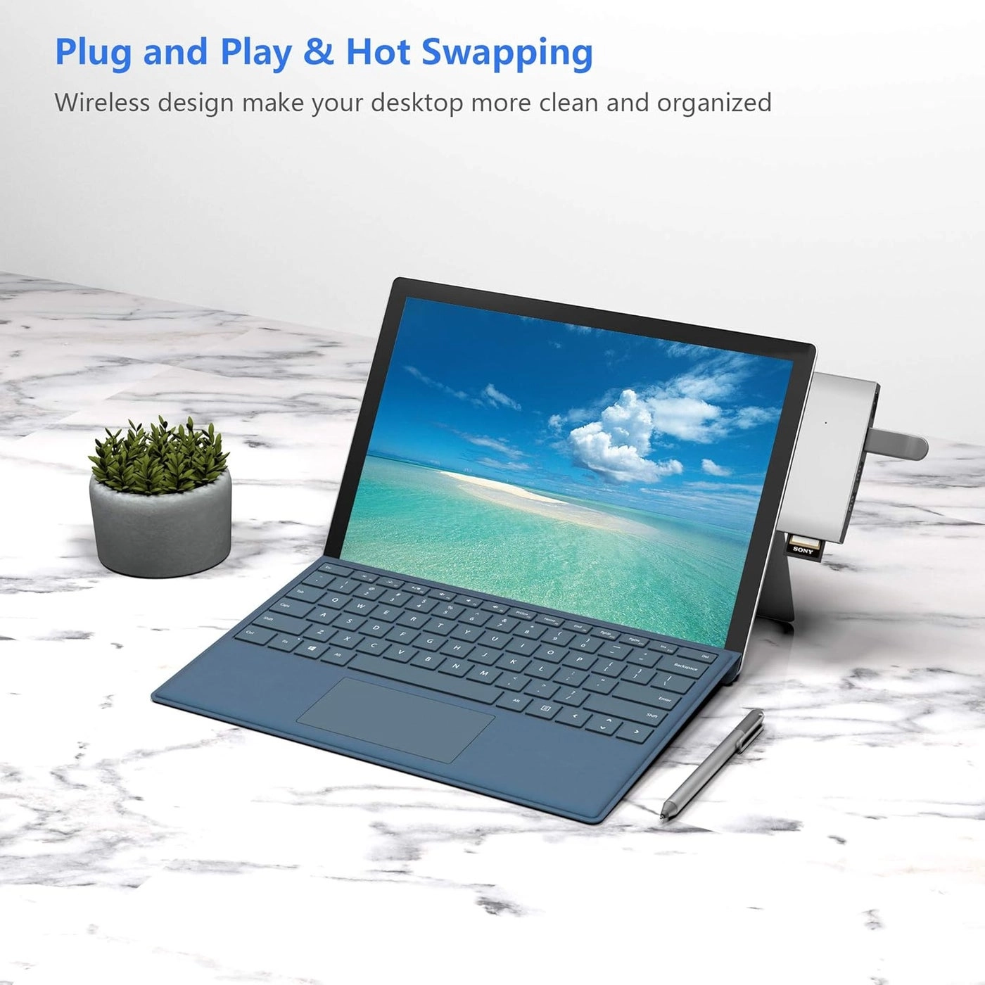 Surface Pro Docking Station - 3 USB 3.0 4K HDMI SD Micro SD Card Reader