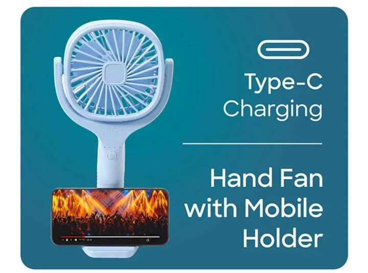 Rechargeable Handheld Fan - Mobile Holder 3 Speed Up to 4.5 Hours
