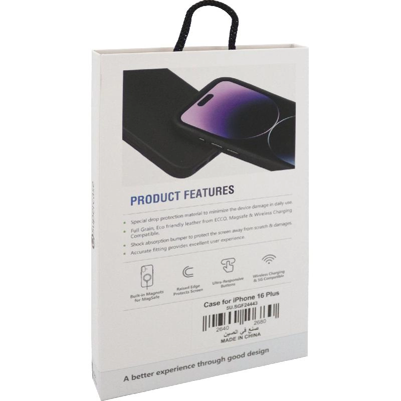 Modern Leather Case Back Cover with MagSafe for iPhone 16 Plus