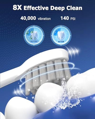 Electric Toothbrush with Water Flosser Combo - 3 Modes 5 Speeds Black