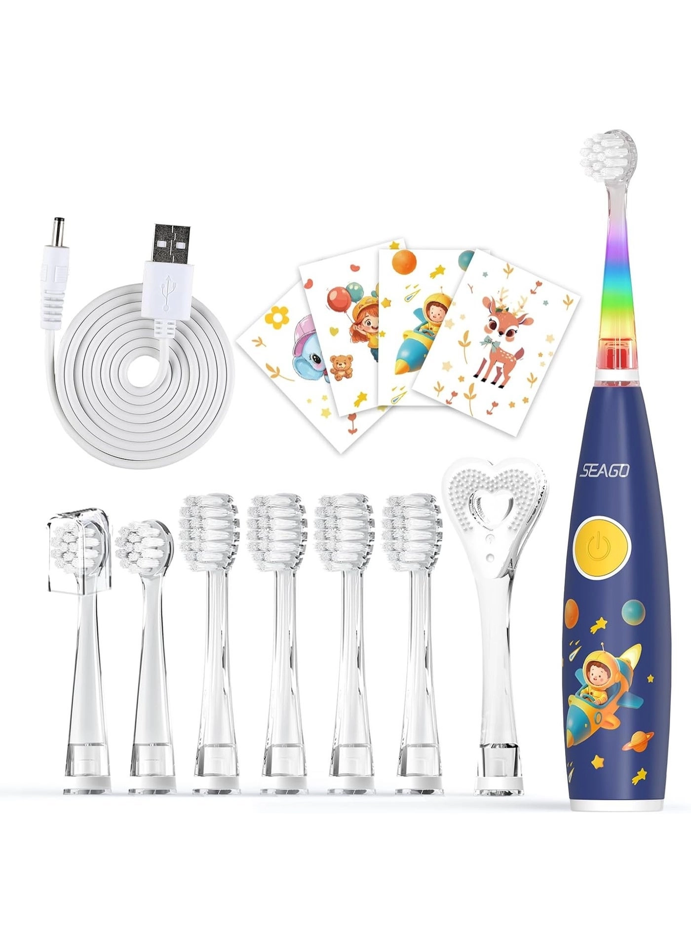 SG-2159 - 8 Soft Toothbrush Heads LED Light 2-Minute Timer