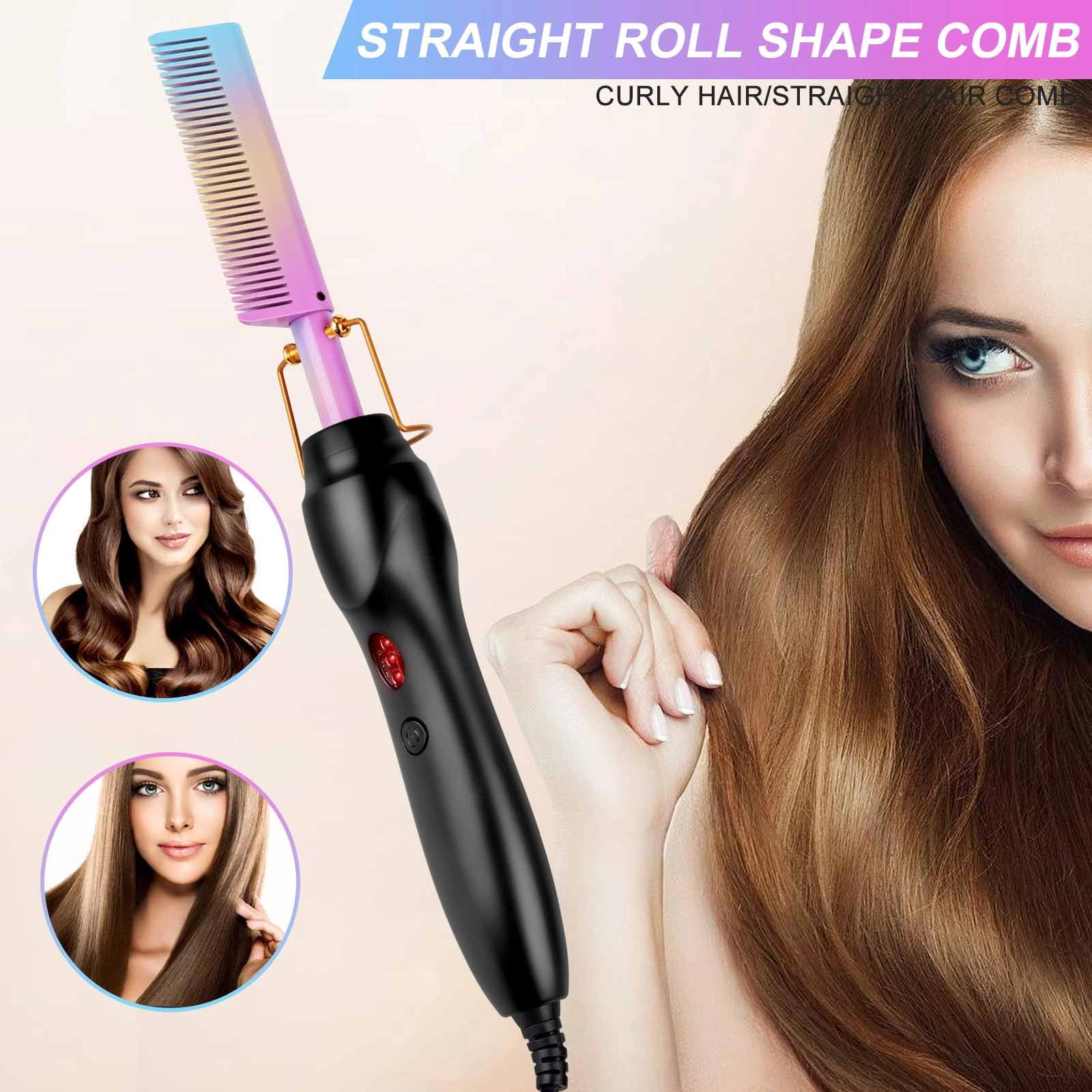 Electric Hot Comb - 12 Inch Multicolored Anti-Scald