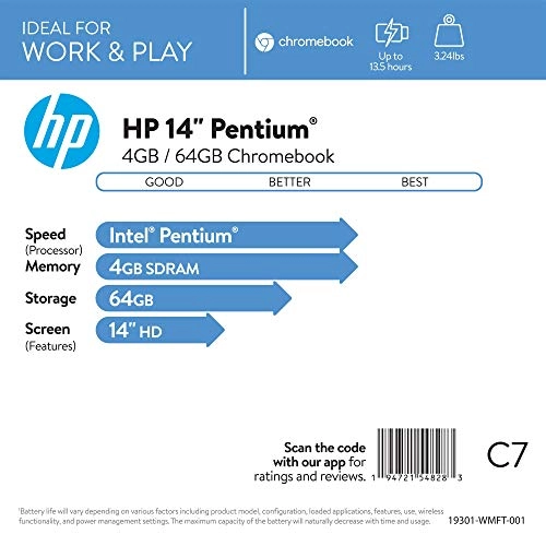 (Renewed) 2020 Flagship 14 Chromebook 14a-na0031wm - 14'' Celeron N5000 4GB DDR4 64GB eMMC