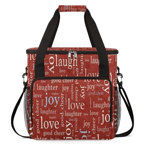 Coffee Maker Carrying Bag - Love Joy Laugh Letter Red Portable Single Serve