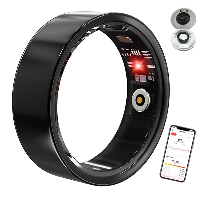 Thafikzi Smart Ring - IP68 Waterproof Heart Rate Blood Oxygen Monitor