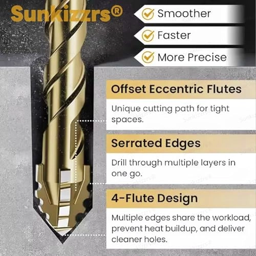 Hex Cross Sawtooth Tile Drill Bits - Alloy Steel 5 Pcs 12mm