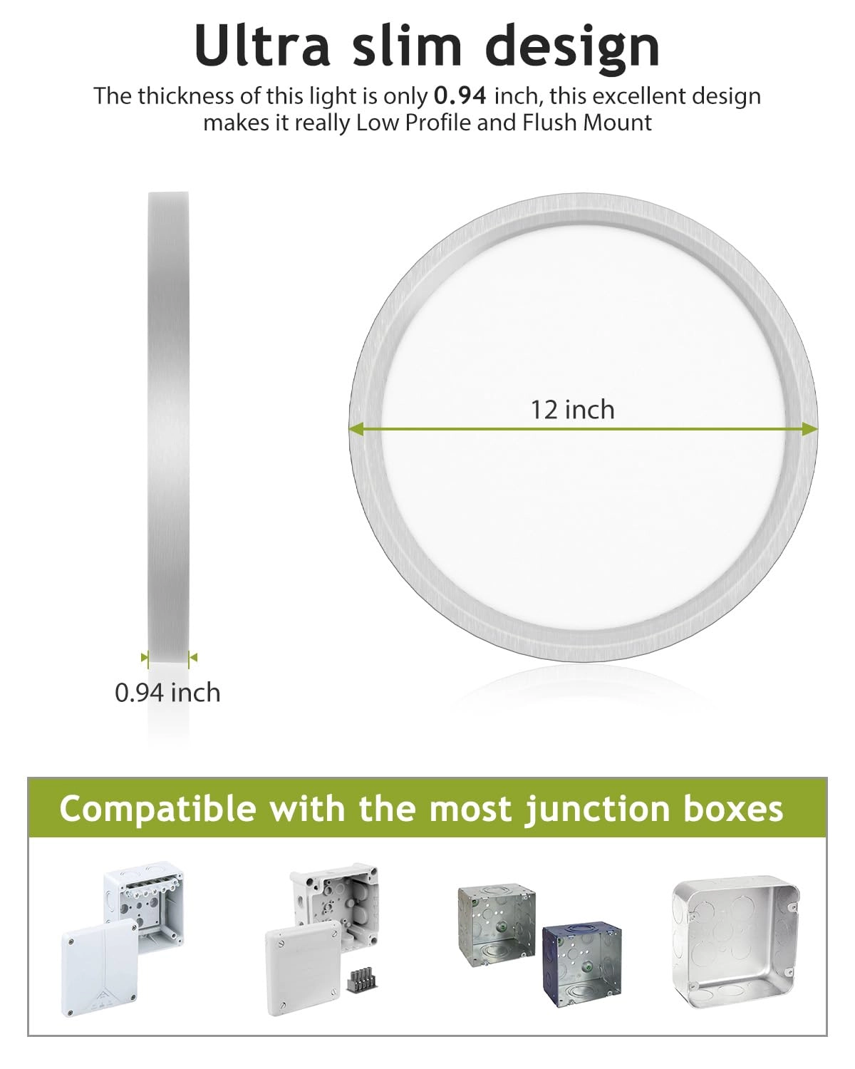 Flush Mount LED Ceiling Light - 3000K 4500K 6000K Dimmable