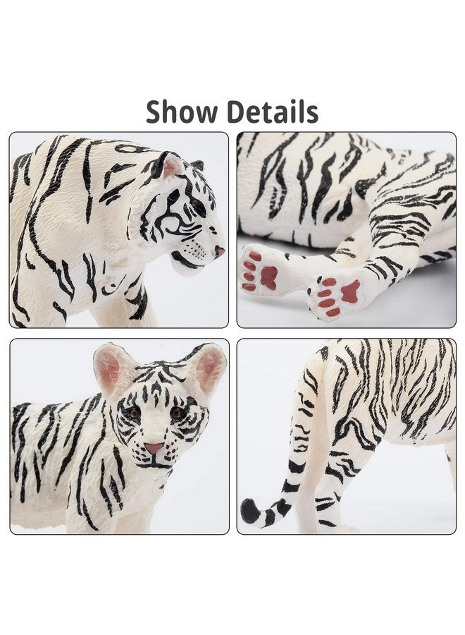 Realistic White Tigers Figurines 6 pcs