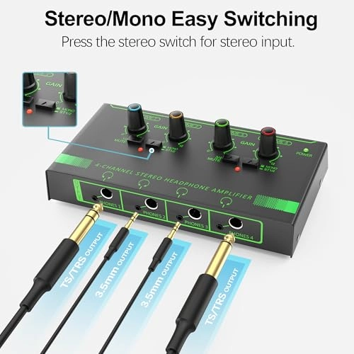 H-Headphone-Amplifier-4way - Mini Earphone Splitter USB-Powered