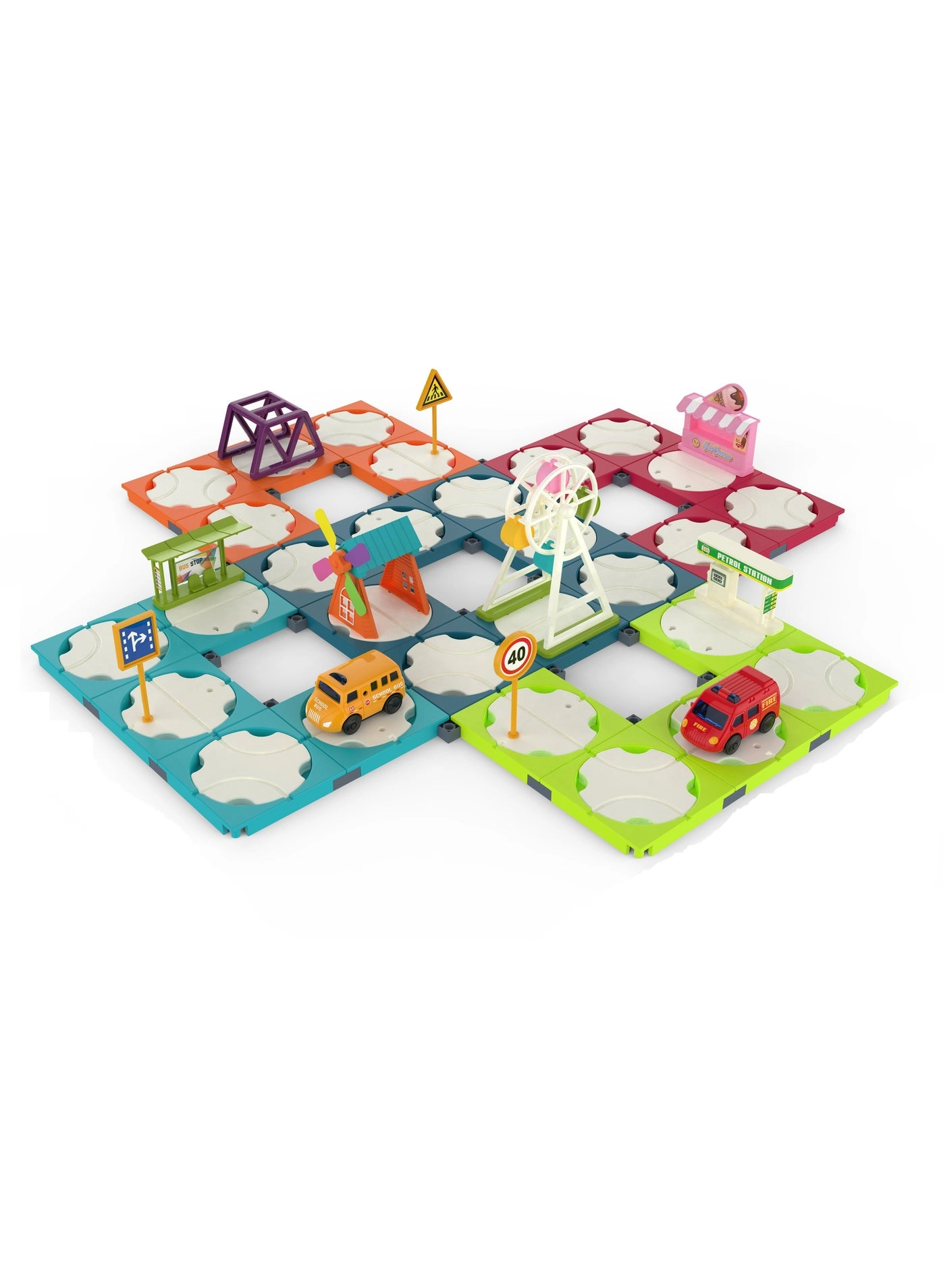 Rotating Track Playset - 2 Cars Self-Driven Multicolor