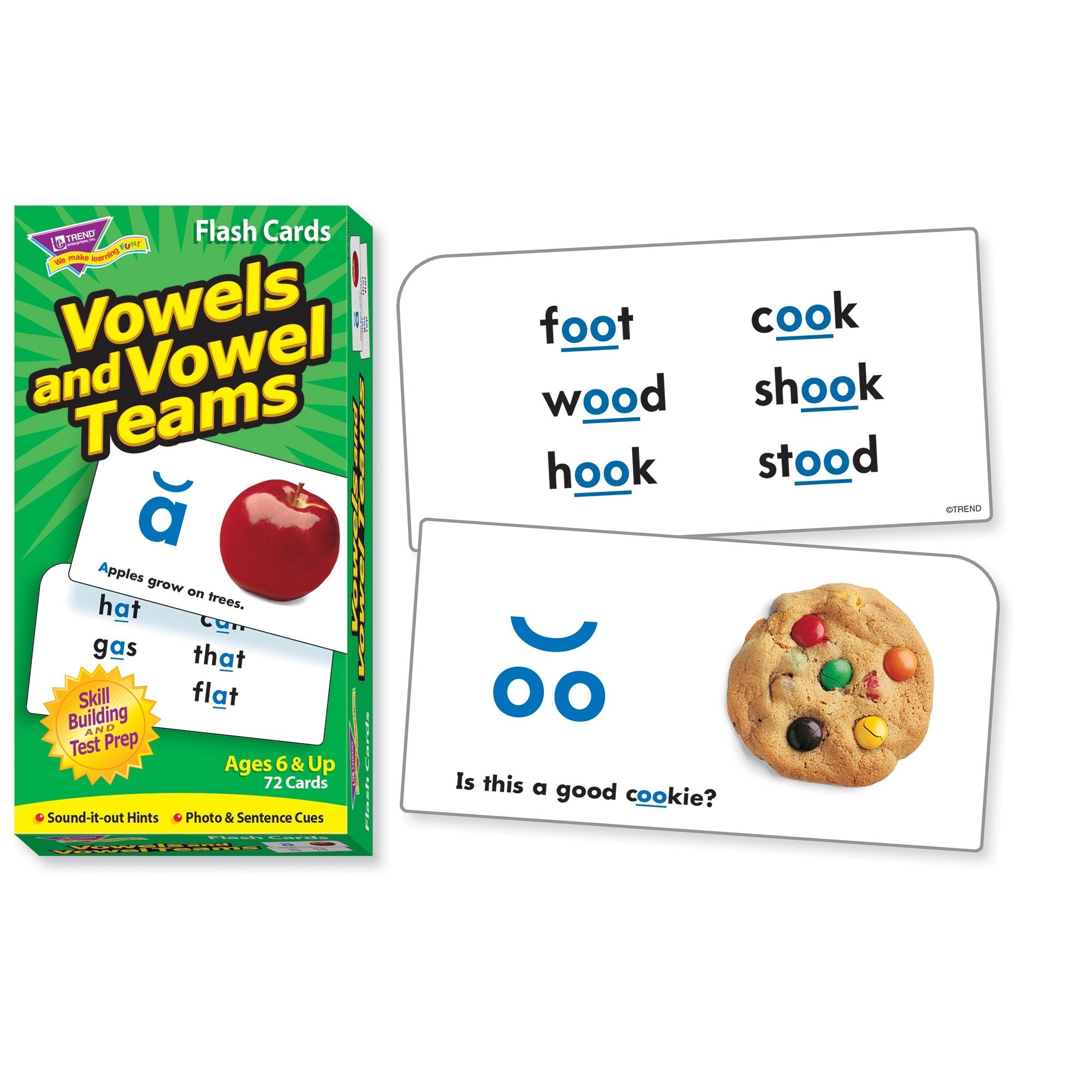 Vowels and Vowel Teams Skill Drill Flash Cards - Ages 6 and Up 72 pieces