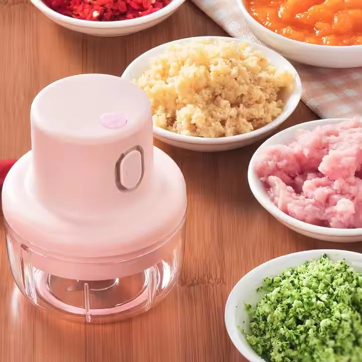 Automatic mini food grinder - electric USB rechargeable stainless steel blade