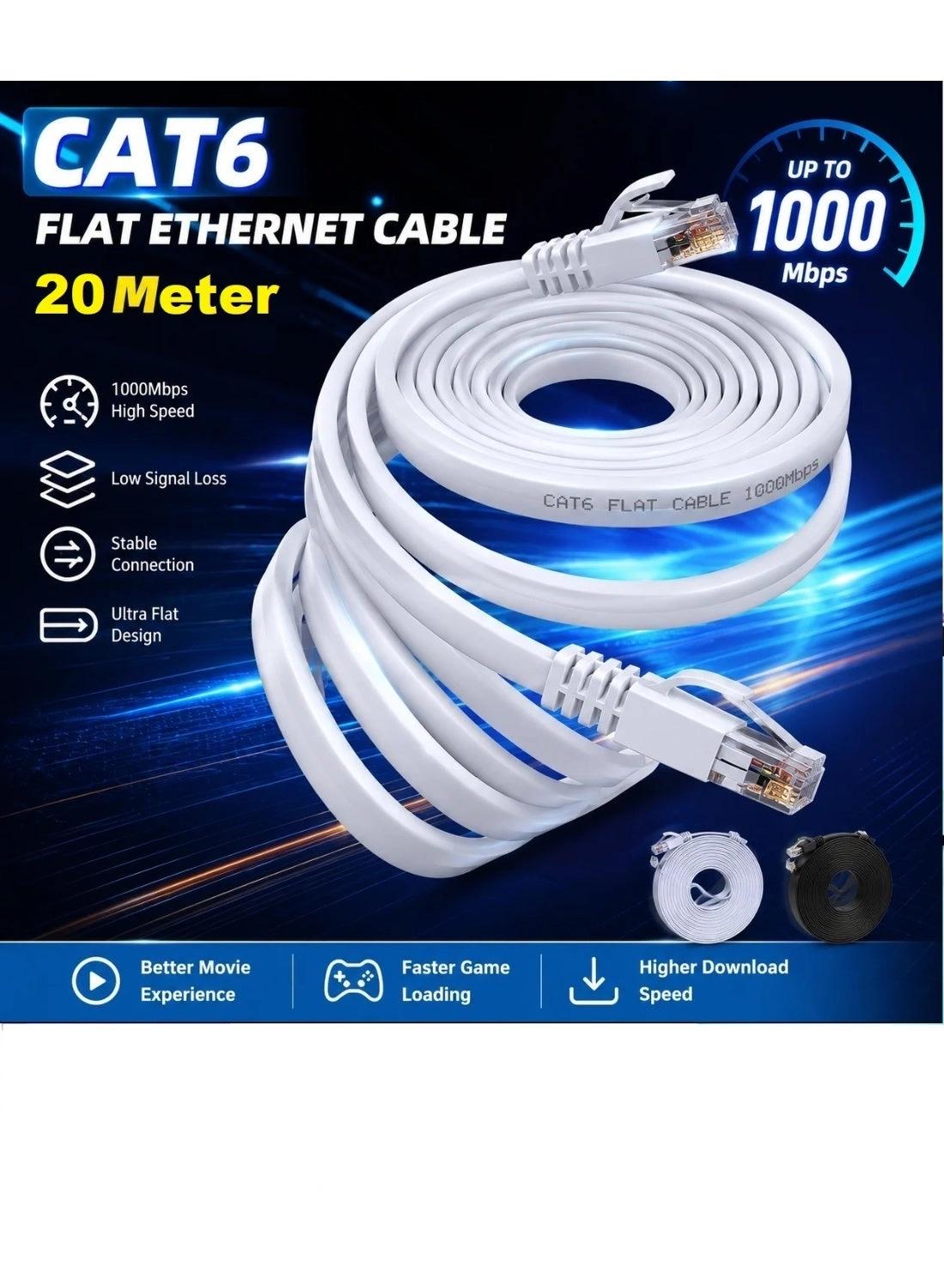 YoYoTech RJ45 Cat6 Ethernet Patch Cable - 20 Meter