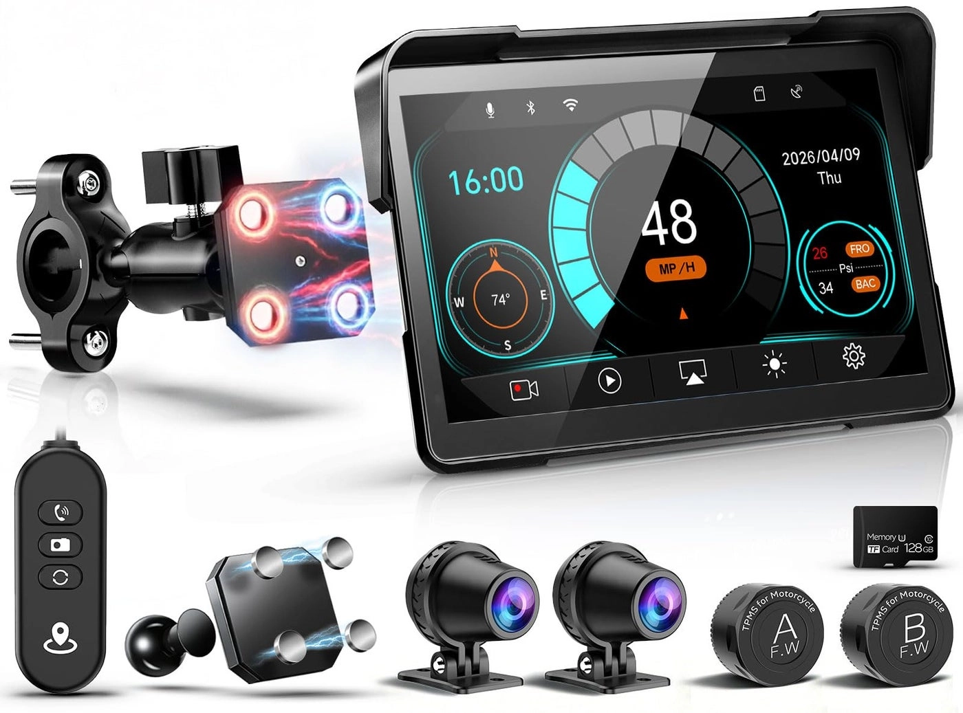 LBW 2026 - 7" Wireless GPS CarPlay Dual 2K Dash Cam
