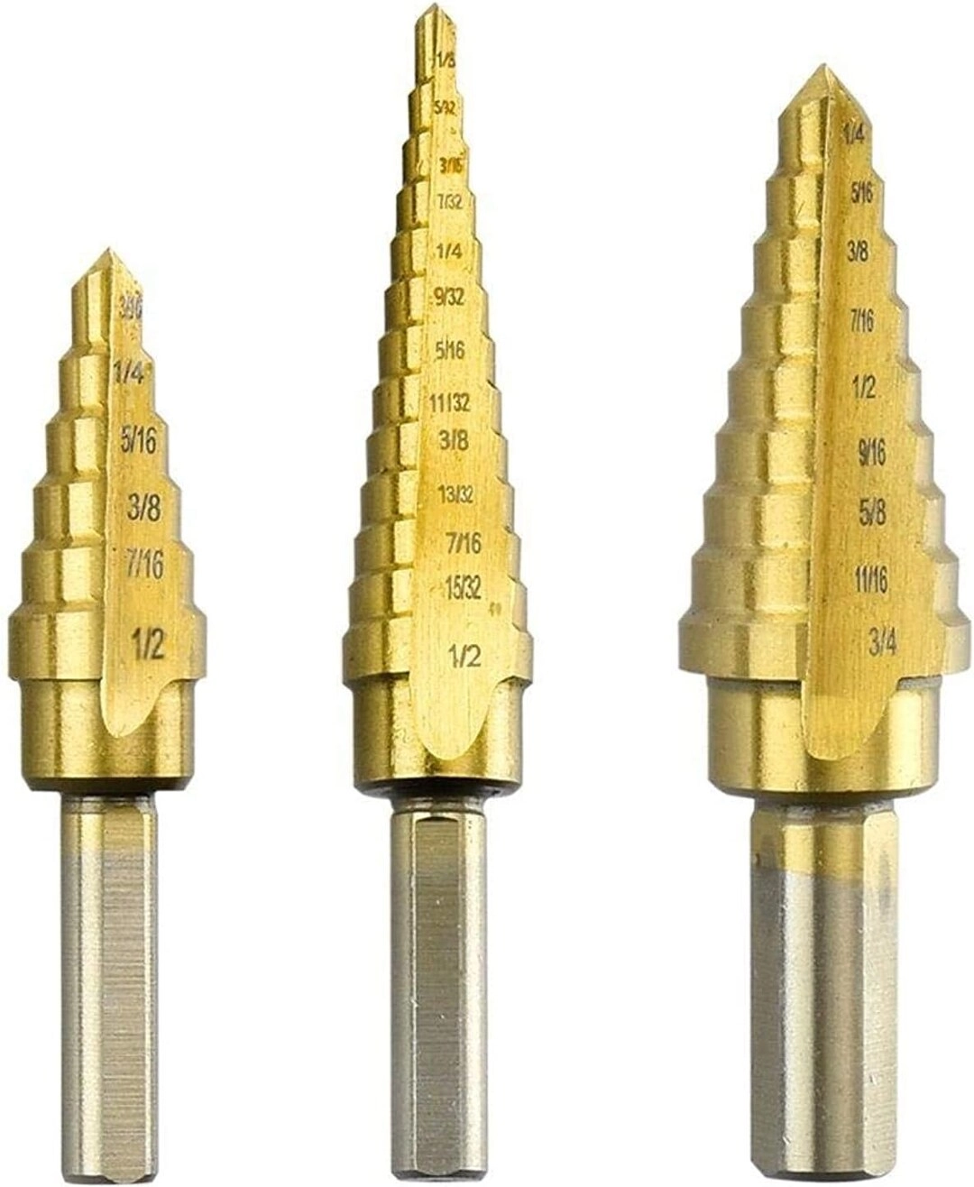 ABBAS ALI HARDWARE Step Drill Bit Set - Titanium 3 Piece