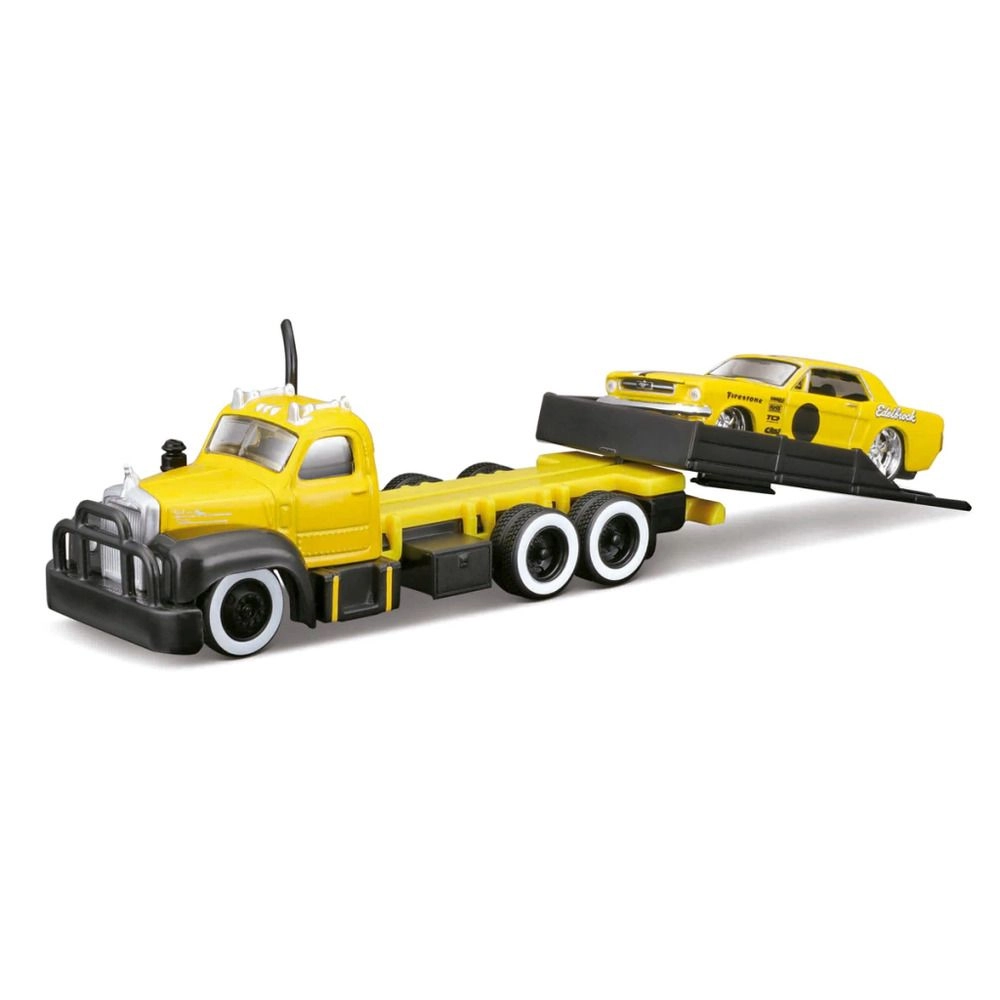 Maisto 1953 Mack B61 Flatbed + 1965 Ford Mustang - 1:64