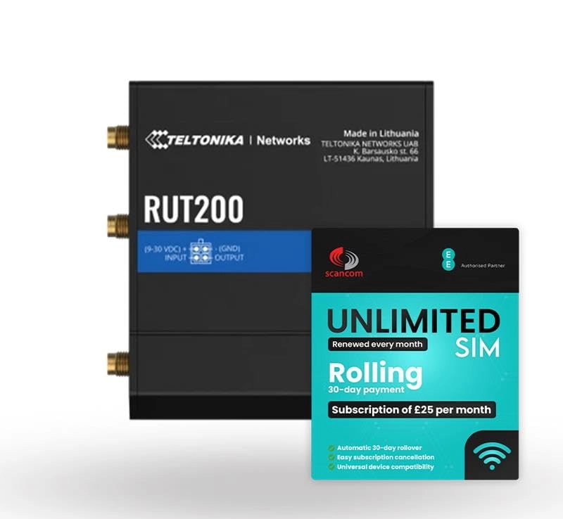 RUT200 - 4G LTE + Rolling 30-Day UK Data Plan