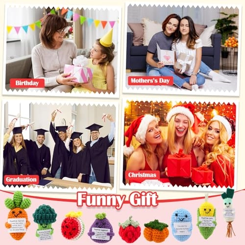 Fruits Vegetables Emotional Dolls - 18 Pcs Crochet Multiple Colors