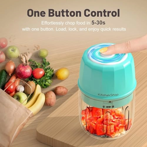 Mini Portable Veggie Chopper - 8.45 Fluid Ounces Cordless