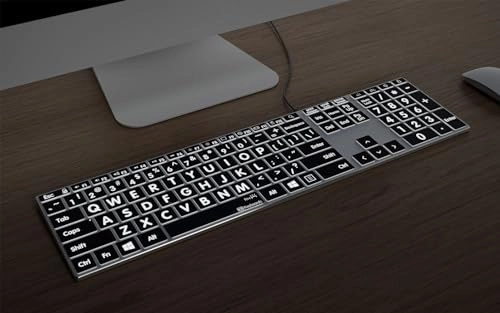 Large Print Backlit Pro Aluminum Keyboard - US Wired