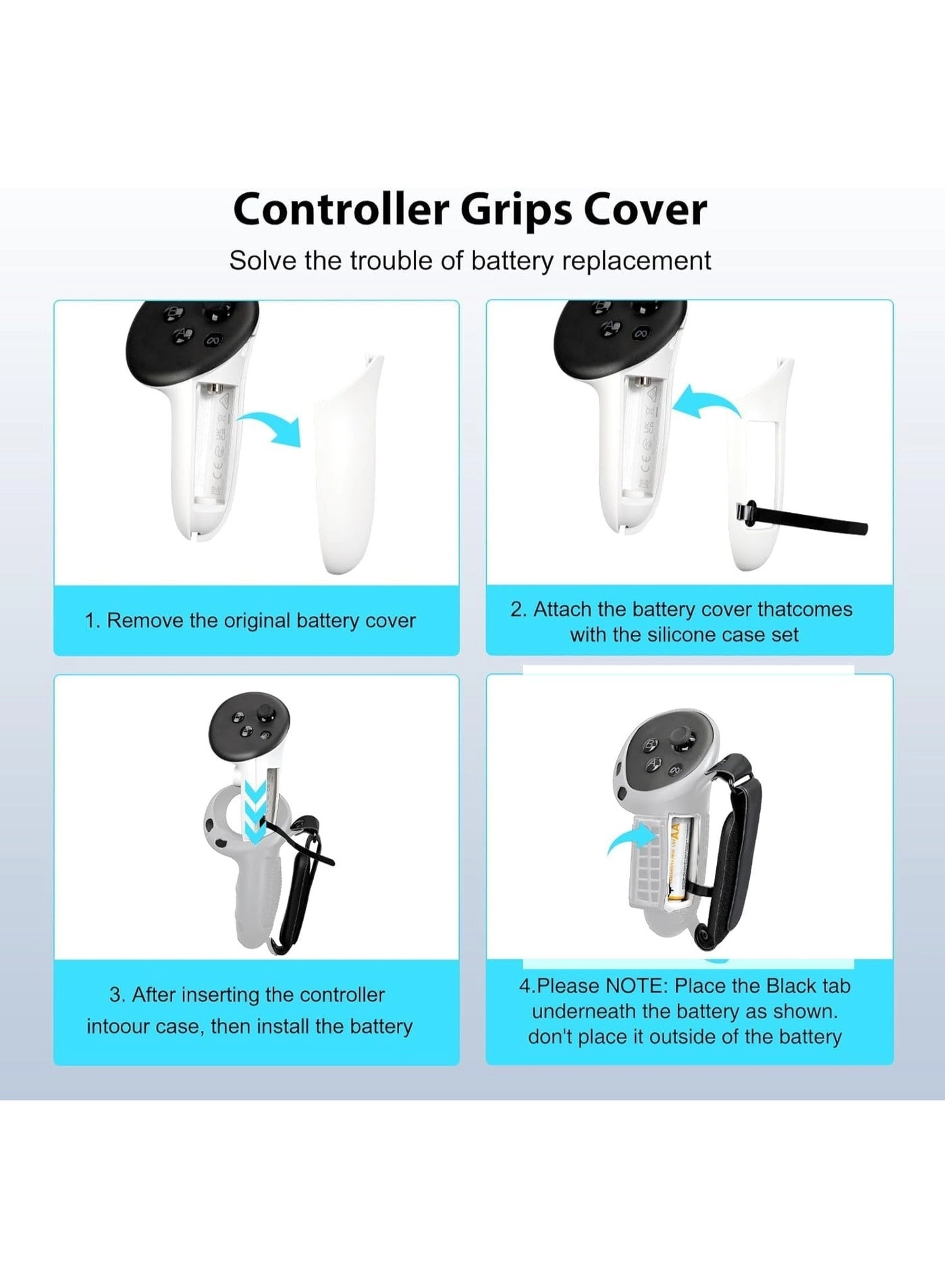 Controller Grips for Quest 3 - Upgraded Adjustable Foam Knuckle Straps