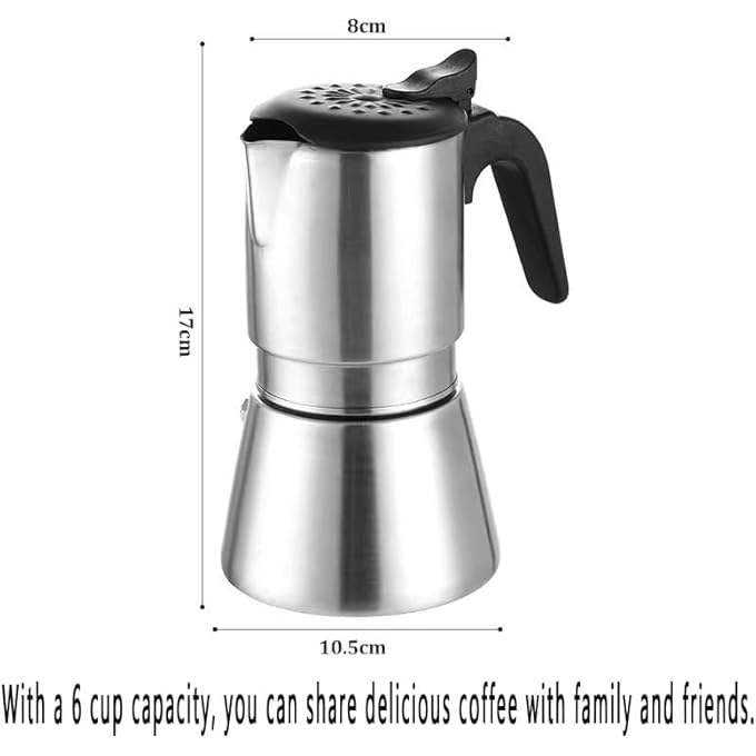 Moka Pot - 6 Cup Stainless Steel Stovetop