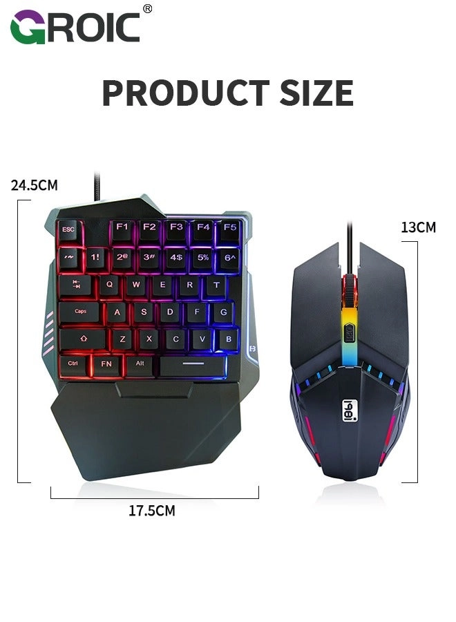 One-Handed RGB Gaming Keyboard + 6D Gaming Mouse