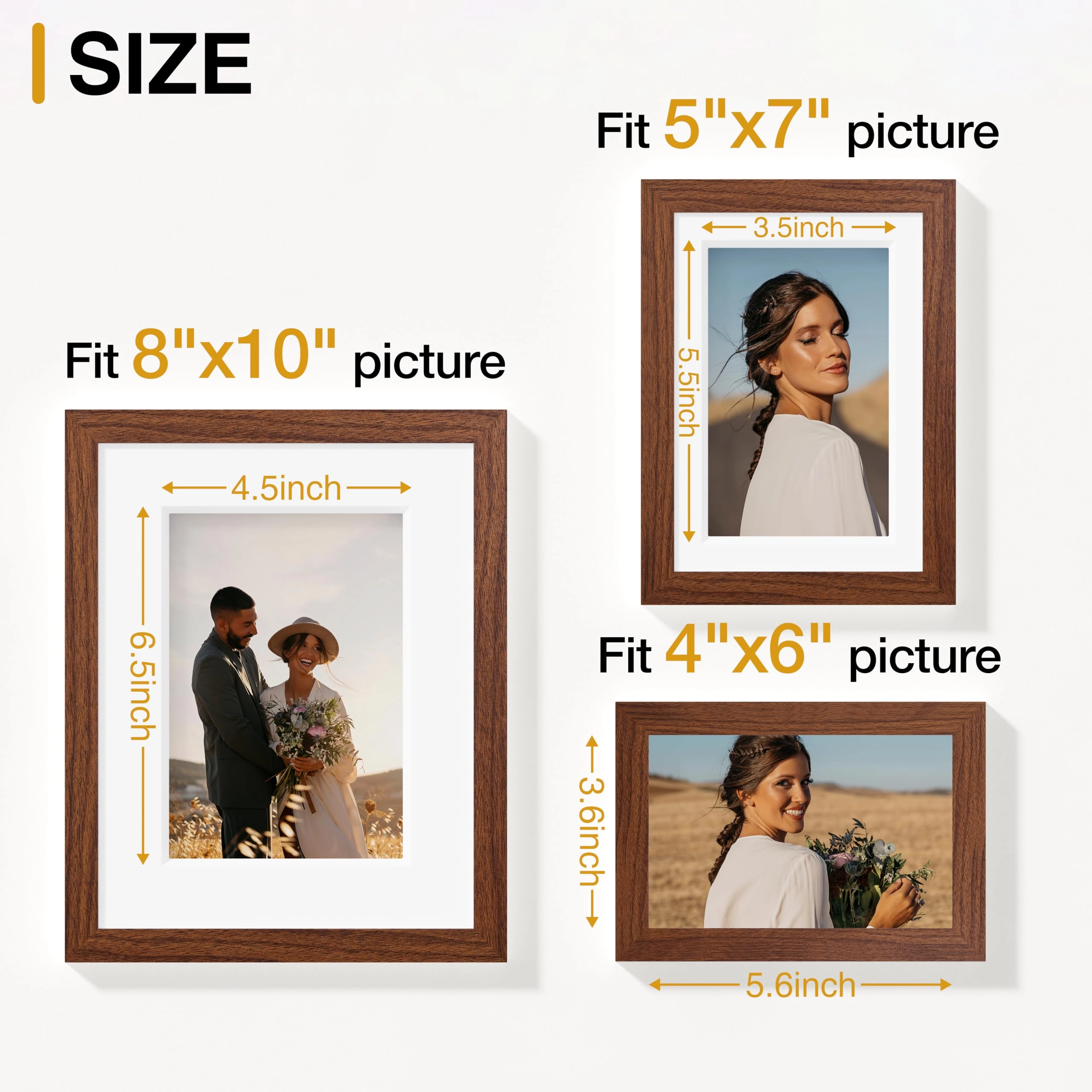 Picture Frames Set - 10 Pack Rustic Grey