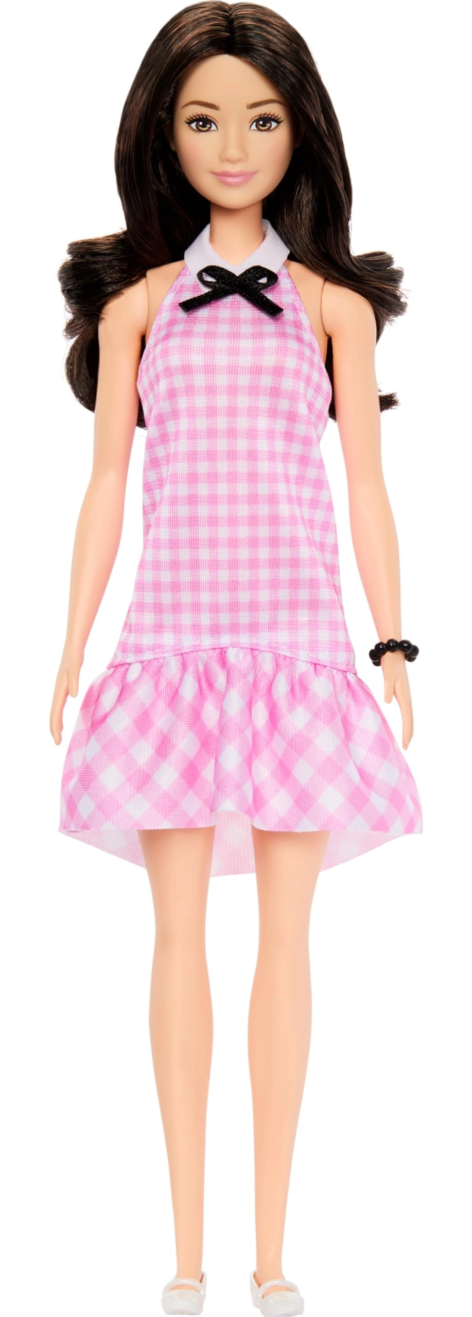 Fashionistas #224 - Black Wavy Hair Pink Gingham Dress Ages 3+