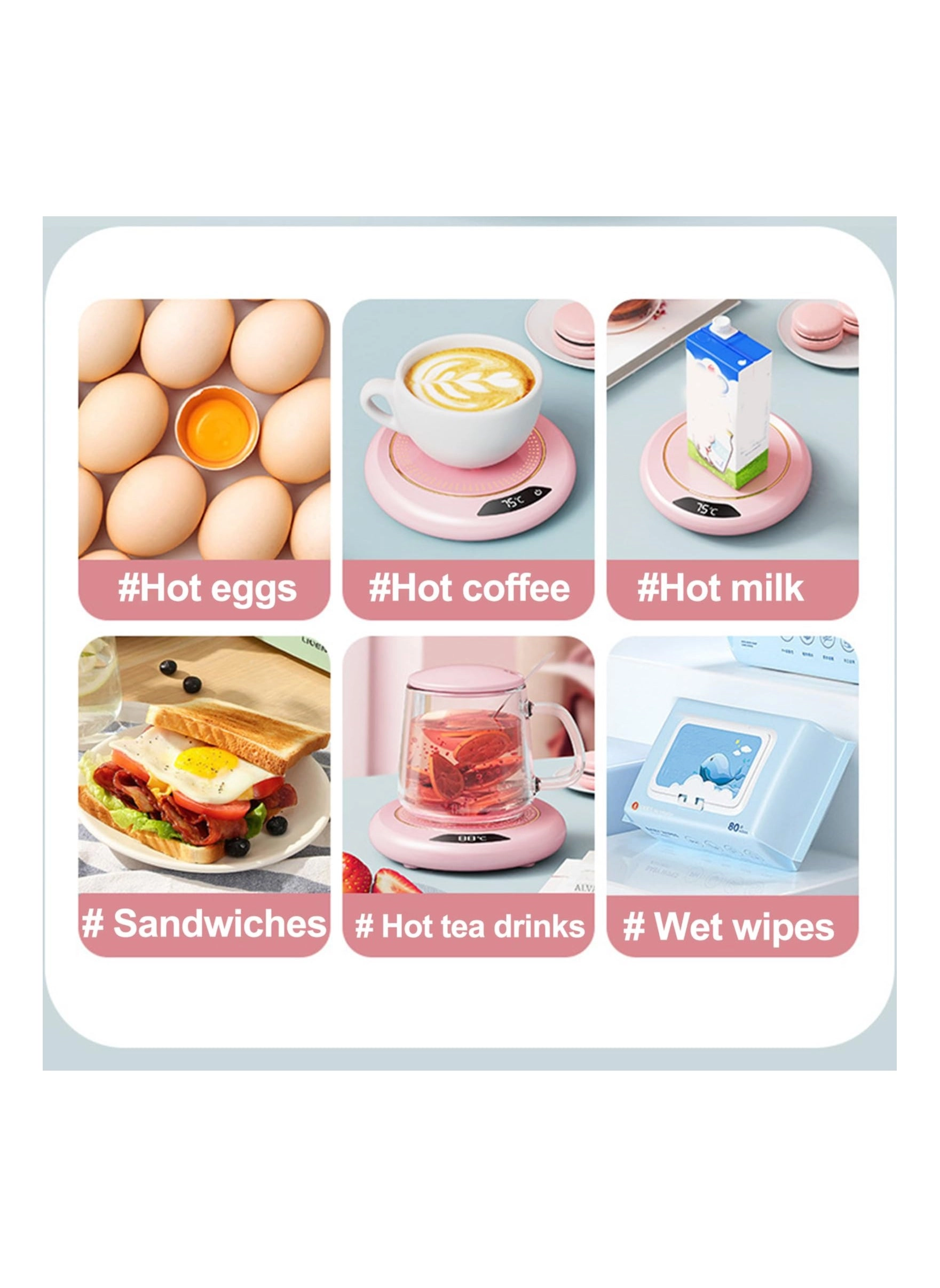 Coffee Mug Warmer - 4.4 inch diameter pink USB plug-in