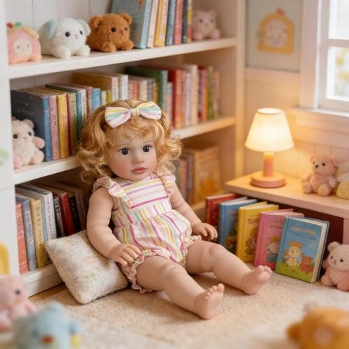 Pippa Reborn Baby Doll - 26 inch Cotton Vinyl Hand-rooted Curly Hair Ages 3+