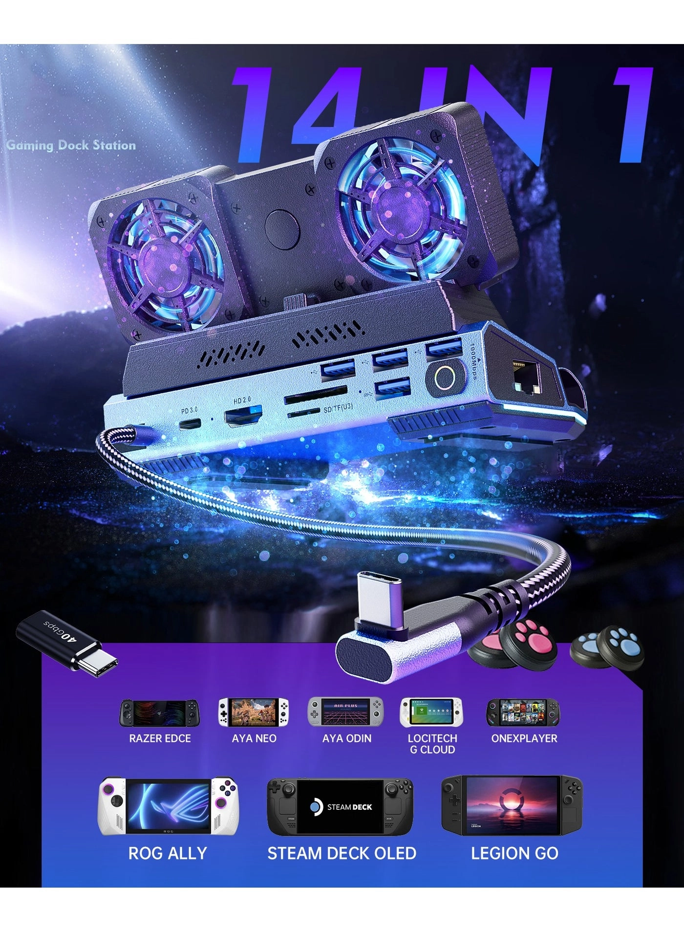 Docking Station - Steam Deck Rog Ally Switch Legion Go Tablet Smartphone