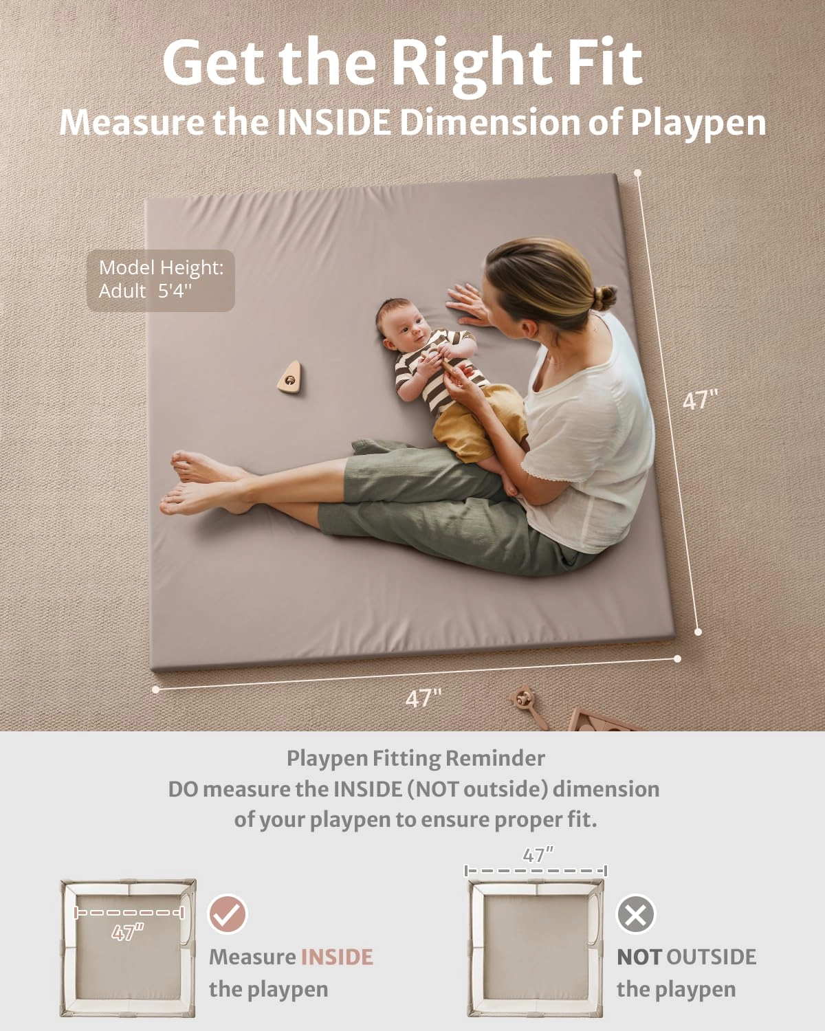 Vegan Leather Baby Play Mat - 50x50 Taupe